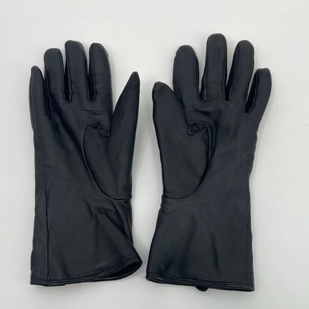 UEC Guess black leather gloves size small rhinestone detail